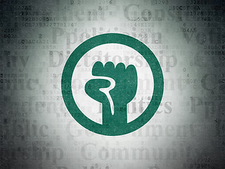 Image showing Political concept: Uprising on Digital Data Paper background