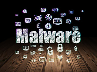 Image showing Protection concept: Malware in grunge dark room
