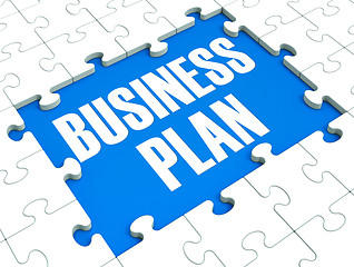 Image showing Business Plan Puzzle Shows Business Strategies