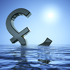 Image showing Pound Sinking In The Sea Showing Depression Recession And Econom