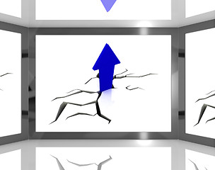 Image showing Arrow Going Up On Screen Shows Sudden Growth