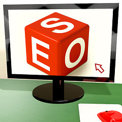 Image showing Seo Dice On Computer Shows Online Web Optimization