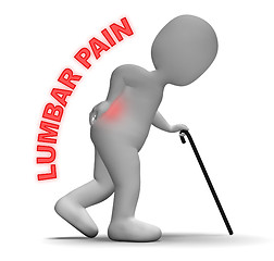 Image showing Lumbar Pain Indicates Spinal Column And Agony 3d Rendering