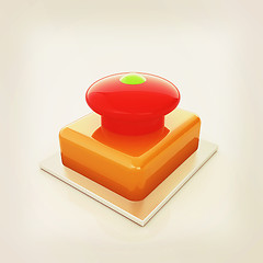 Image showing Emergency Button 3d icon. 3D illustration. Vintage style.