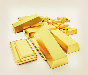 Image showing gold bars. 3D illustration. Vintage style.