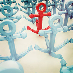 Image showing leadership concept with anchors. 3D illustration. Vintage style.