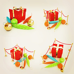 Image showing Set of  Beautiful Christmas gifts. 3D illustration. Vintage styl