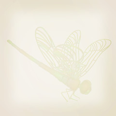 Image showing Dragonfly. 3D illustration. Vintage style.