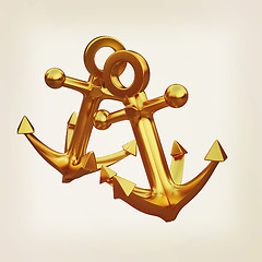 Image showing Gold anchors. 3D illustration. Vintage style.