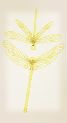 Image showing Dragonfly. 3D illustration. Vintage style.