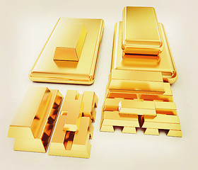 Image showing gold bars. 3D illustration. Vintage style.