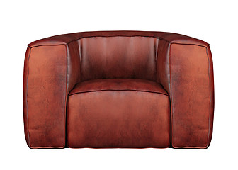 Image showing Classic Brown leather armchair isolated