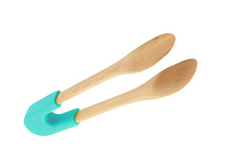 Image showing Kitchen salat serving pair of tongs