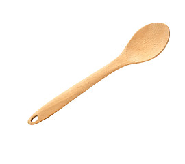 Image showing Close-up top view of wooden spoon