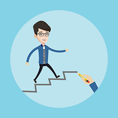 Image showing Businessman running upstairs vector illustration.