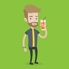 Image showing Man drinking cocktail vector illustration.