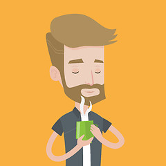 Image showing Man enjoying cup of hot coffee vector illustration