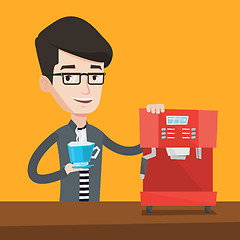 Image showing Man making coffee vector illustration.