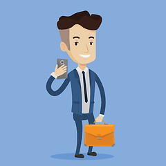 Image showing Businessman making selfie vector illustration.