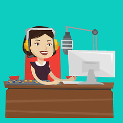 Image showing Female dj working on the radio vector illustration