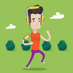 Image showing Man running with earphones and smartphone.