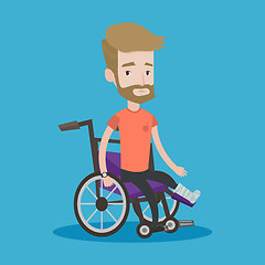 Image showing Man with broken leg sitting in wheelchair.