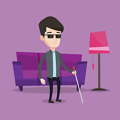 Image showing Blind man with stick vector illustration.