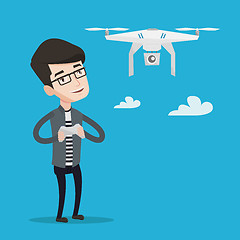 Image showing Man flying drone vector illustration.