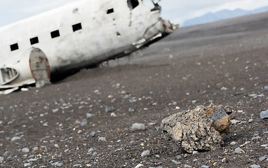 Image showing The abandoned wreck of a US military plane on Southern Iceland