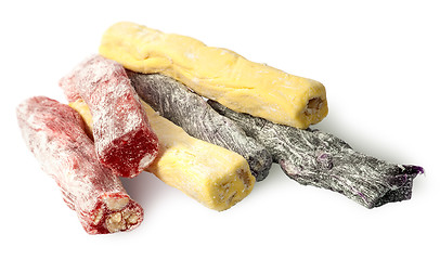 Image showing Several pieces of Turkish Delight in a row