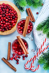 Image showing cranberry drink and berries