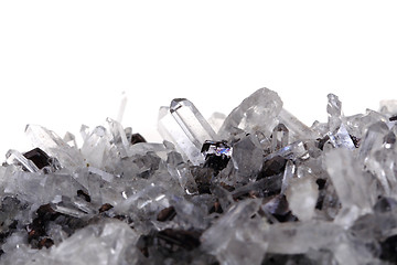 Image showing white rock-crystal with galenite background