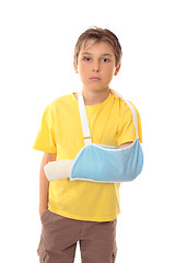 Image showing Boy in arm sling