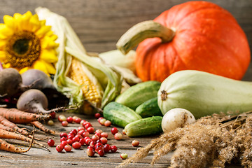 Image showing Berries and rustic veggies