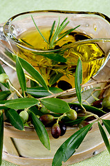 Image showing Olive Oil and Olives