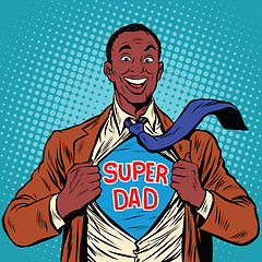 Image showing African American joyful super dad