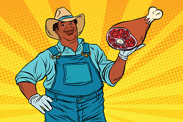 Image showing African American farmer with meat foot