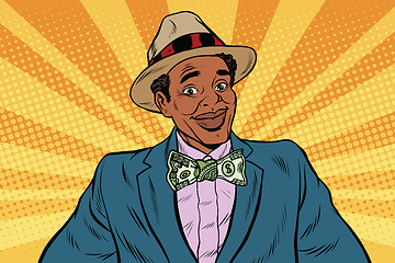 Image showing Retro African American businessman with dollar tie