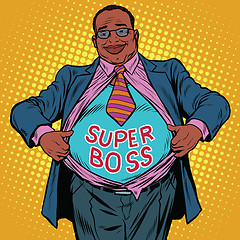 Image showing African American businessman super boss