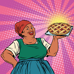 Image showing Retro old female African-American berry pie