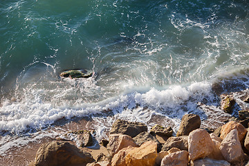 Image showing Beautiful marine landscape with sea waves and coastline