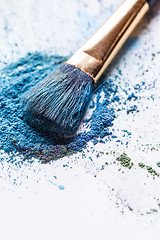 Image showing Close-up eye shadow with brush on white background