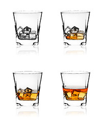 Image showing Glass of scotch whiskey and ice