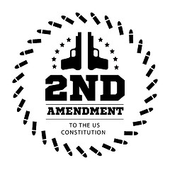 Image showing Second Amendment to the US Constitution to permit possession of weapons. Vector illustration on white