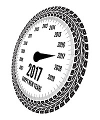 Image showing Speedometer 2017 year greeting