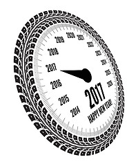 Image showing Speedometer 2017 year greeting