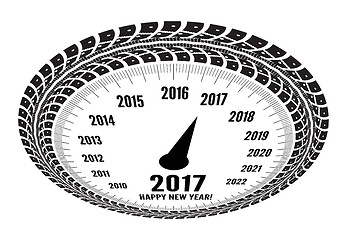 Image showing Speedometer 2017 year greeting