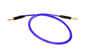 Image showing Guitar audio jack with blue cable isolated