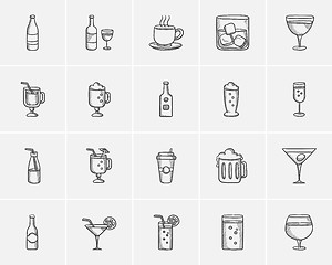 Image showing Drinks sketch icon set.