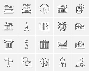 Image showing Travel and holiday sketch icon set.